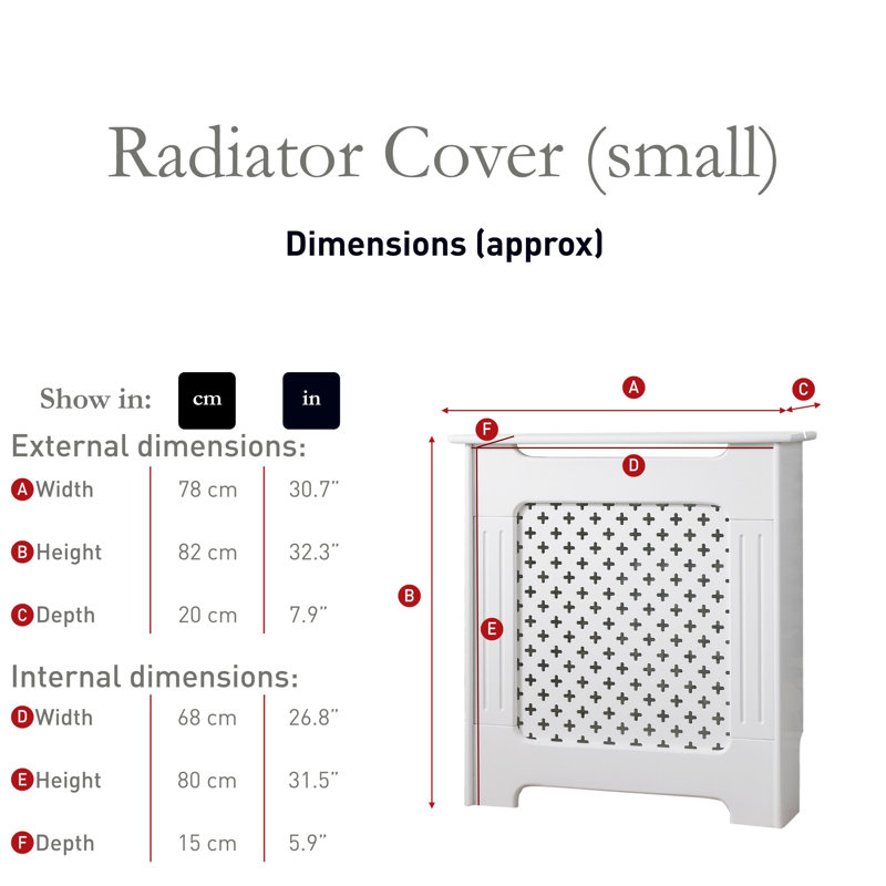 Hayes Adjustable Radiator Cover, 82cm H x 78cm W x 20cm D