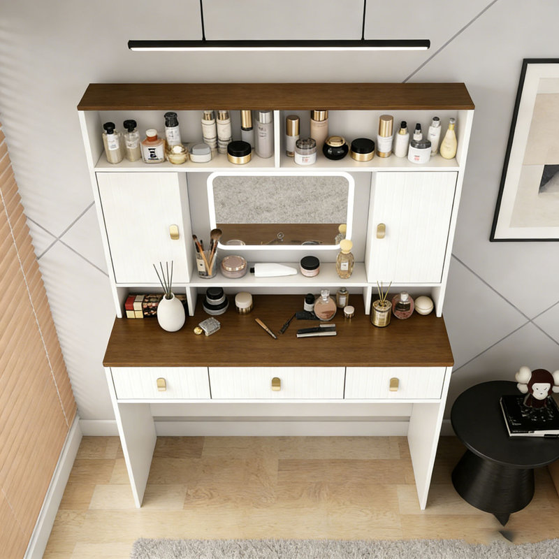 Dressing Table Makeup Table, 43" Wide Dressing Table with Lighted Mirror and Makeup Drawer, Large Modern Dressing Table Set