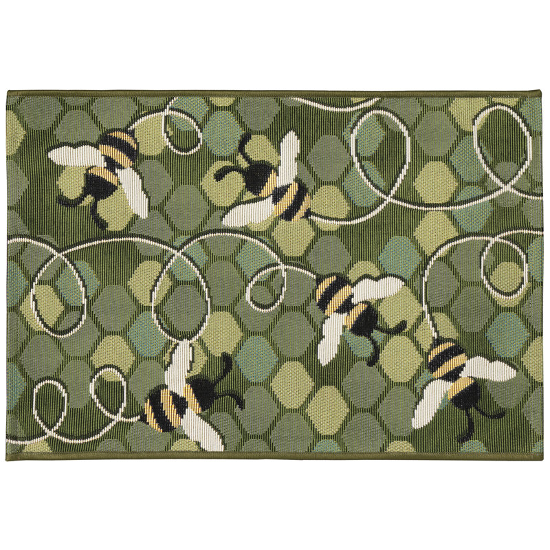 Tapis de cuisine Gemmenne, Vert, Rectangle 2 pi x 2 pi 10 po