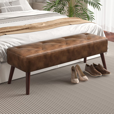 Lillyanna Faux Leather Upholstered Bench, 45" Wide by George Oliver