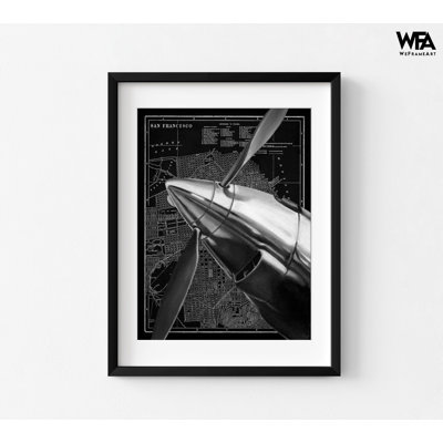 «Vintage Plane II» par Ethan Harper, impression d'affiche tableau noir, impression d'art mural de bureau de mari homme caverne