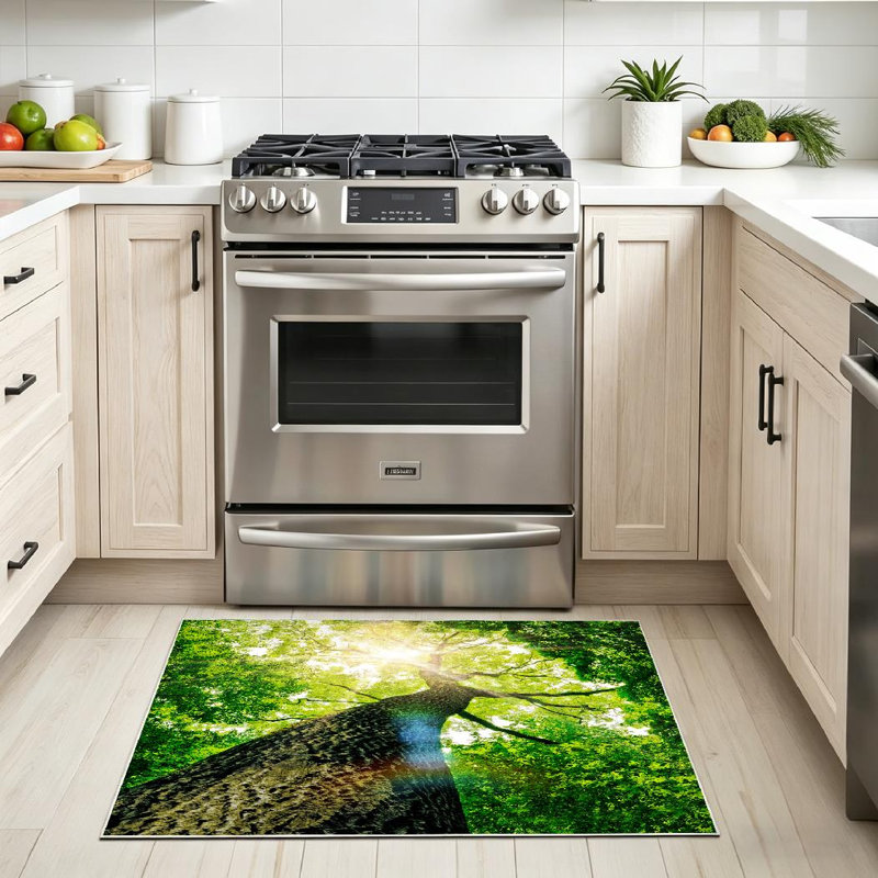 Tapis vert lavable à la machine, arbre, arbres, forêt, Rectangle 32" x 47"