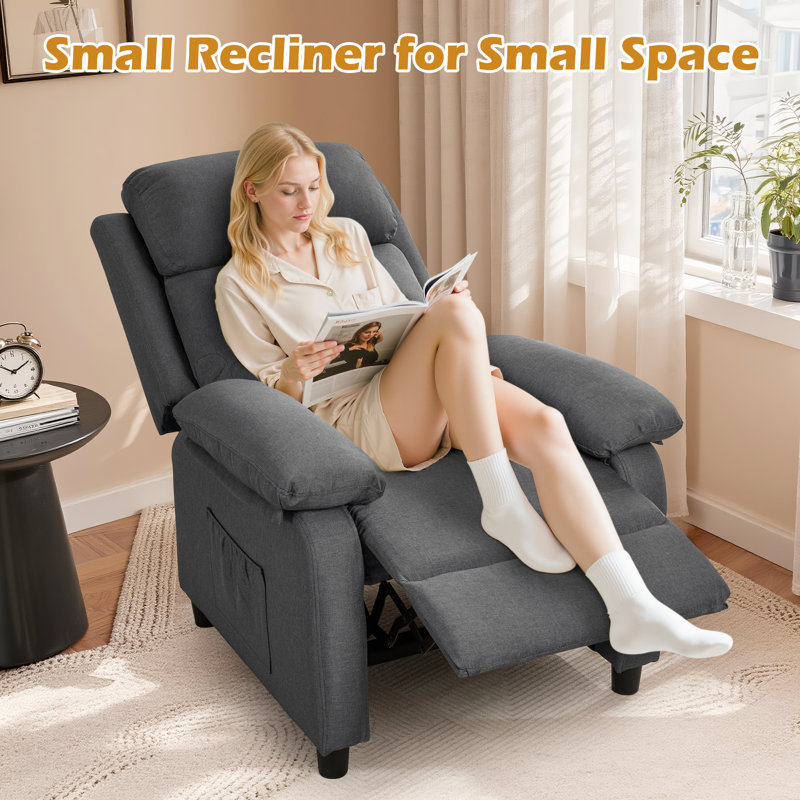 Fauteuil inclinable, fauteuils inclinables réglables pour adultes, petits fauteuils inclinables pour petits espaces, fauteuils inclinables avec poches latérales