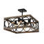 Luminaire carré pour îlot de cuisine 4 lumières pour salle à manger de style campagnard, plafonnier rectangulaire en bois et métal noir, plafonnier pour salon, salle de conférence, bureau à domicile