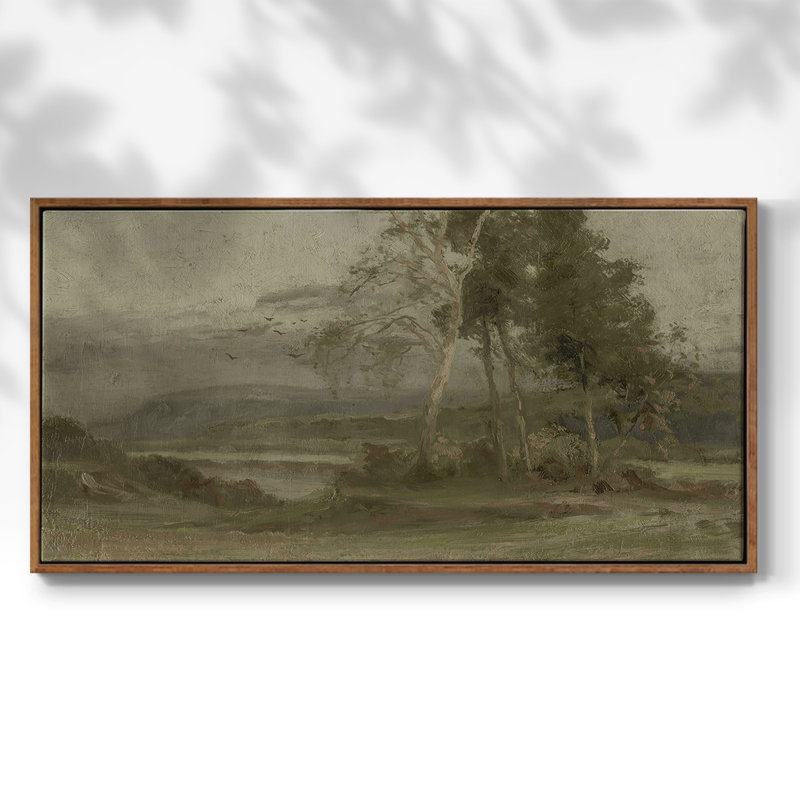 Série paysage - DCCCLIV - Toile tendue avec châssis encadré - Prêt à être accroché, Noyer, H 21 po x l 41 po