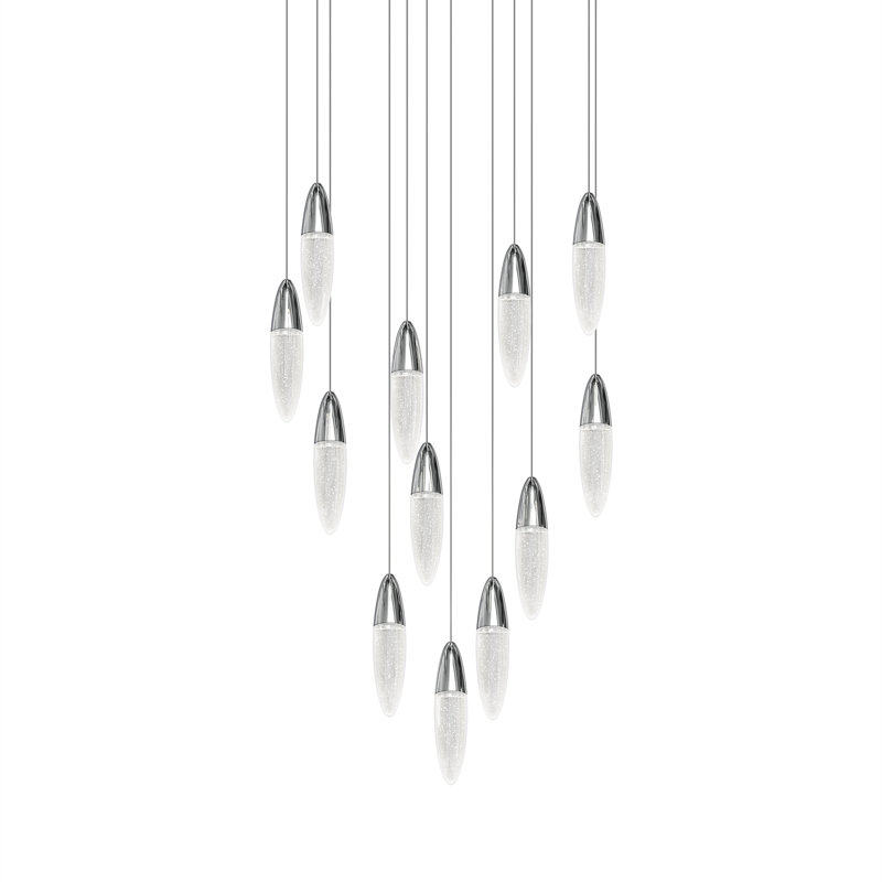 Sultana 12 - Light LED Pendant, Polished Brass/White
