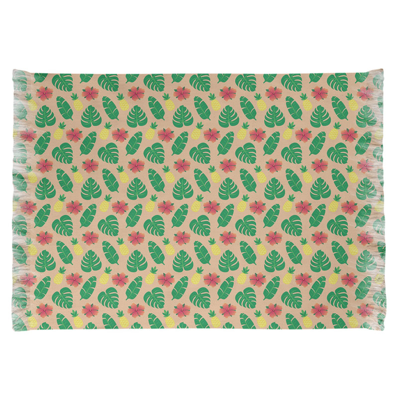 Rose tropical/vert Tapis décoratif, Oui