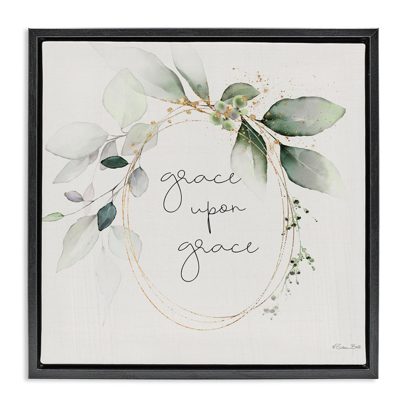 «Grace with Soft Leaves», art mural encadré sur toile flottante par Susan Ball, Cadre flottant noir de jais