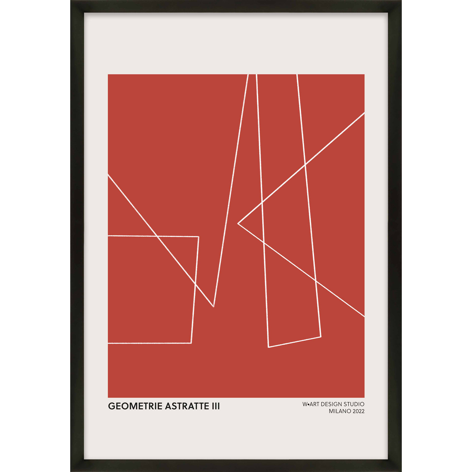 Geometric Abstraction In Red by Romina Gadler, Black, 20" H x 14" W x 1.25" D