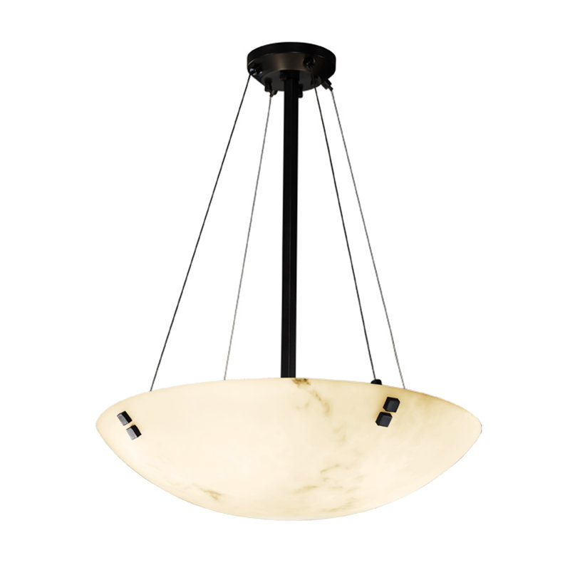 6 - Light Dome Pendant, Round Bowl, Concentric Circles, Dark Bronze