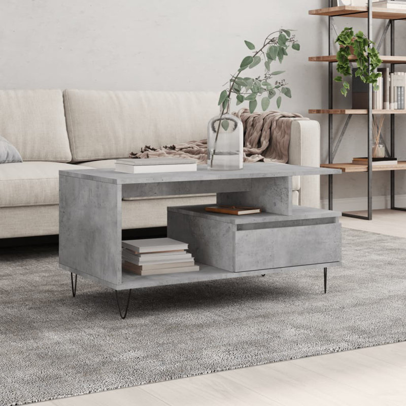 Coffee Table with Storage, Concrete Grey