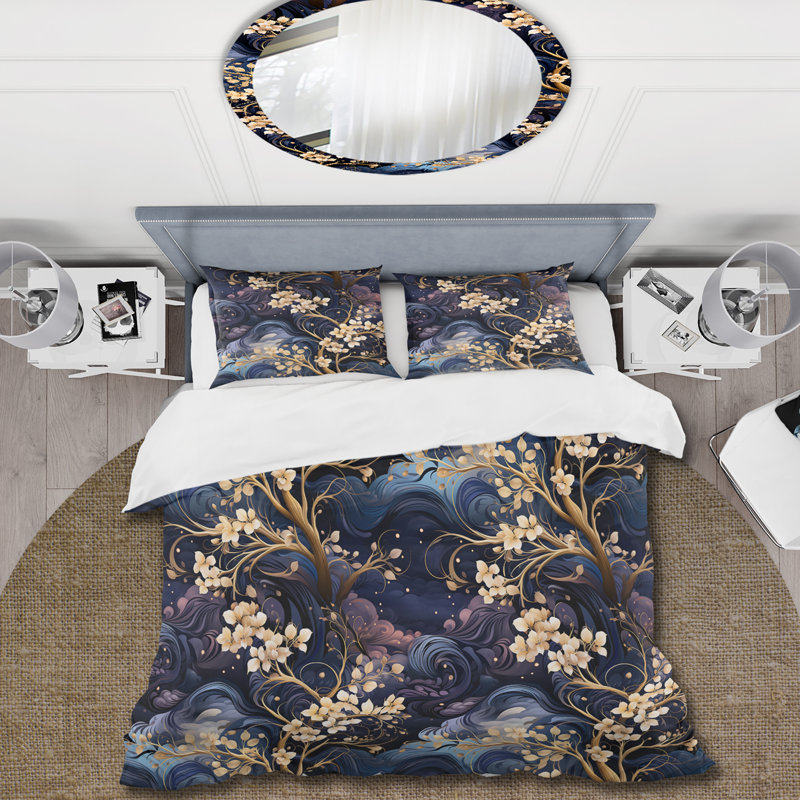Subdued Moonlight Moody Patterns I - Ensemble de housse de couette à motif floral