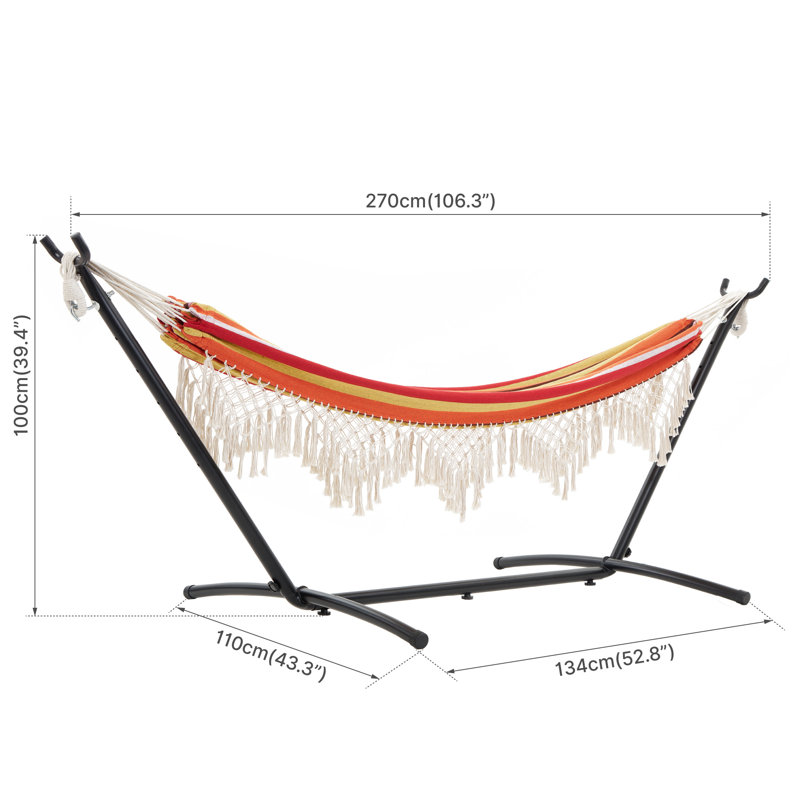 Hruby Double Classic Hammock with Stand, Red