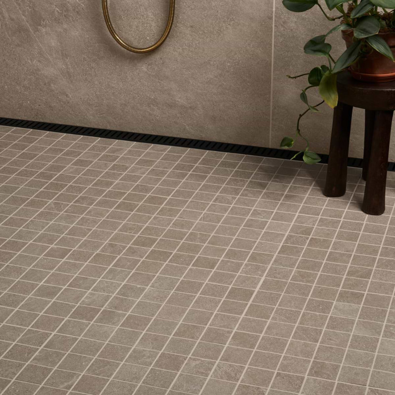 Era 2X2 Limestone Look Matte Porcelain Mosaic Tile, Caramel Brown