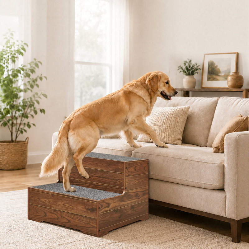 Escalier pour chiens de grande taille de 40 cm de haut, marches extra larges pour canapé.