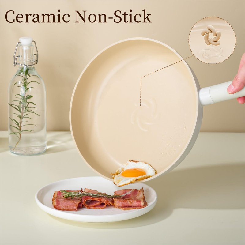 Ceramic Cookware Set, 15 PCS Pots And Pans Set Non Stick With Removable Handles, Non Toxic Induction Kitchen Cookware Sets, Oven Safe PFAS/PTFE/PFOA Free Cream