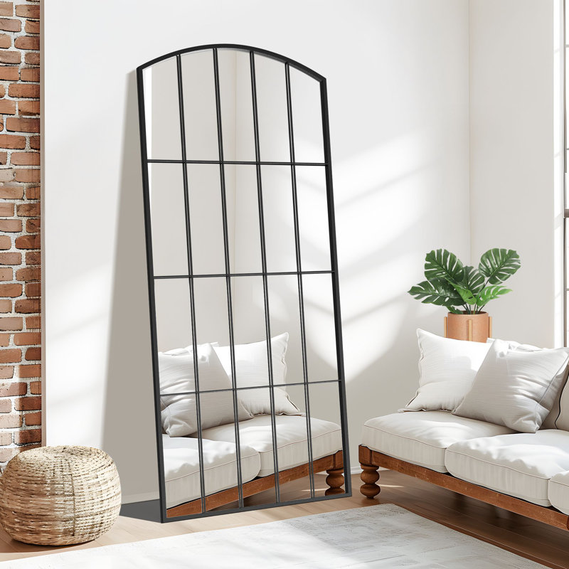Anmay Metal Flat Mirror with Window Pane Design
