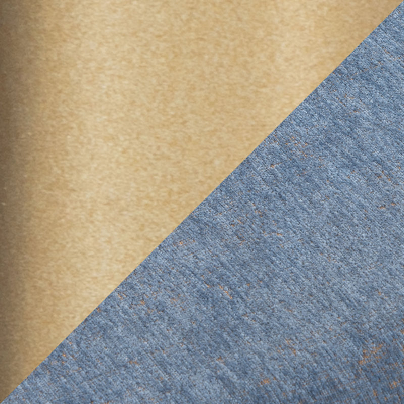 Contemporary Bench in Gold Metal and Blue Fabric