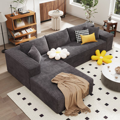 Canapé modulaire Seren Boneless de 106 po avec méridienne en forme de L, sans assemblage requis, canapé modulaire moderne avec assise profonde, canapé rembourré pour le salon, moelleux