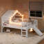 Lit mezzanine en bois massif avec lumières DEL, glissade et étoile en forme de lune-66286506-66286507