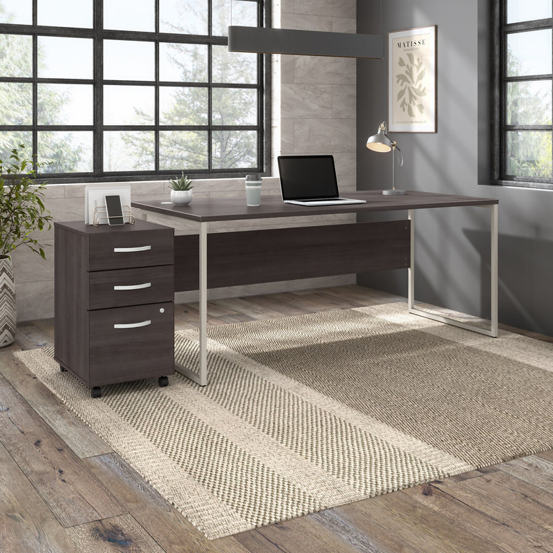 Hybrid Desk, 29.91" H x 71.02" W x 35.43" D, Light Brown