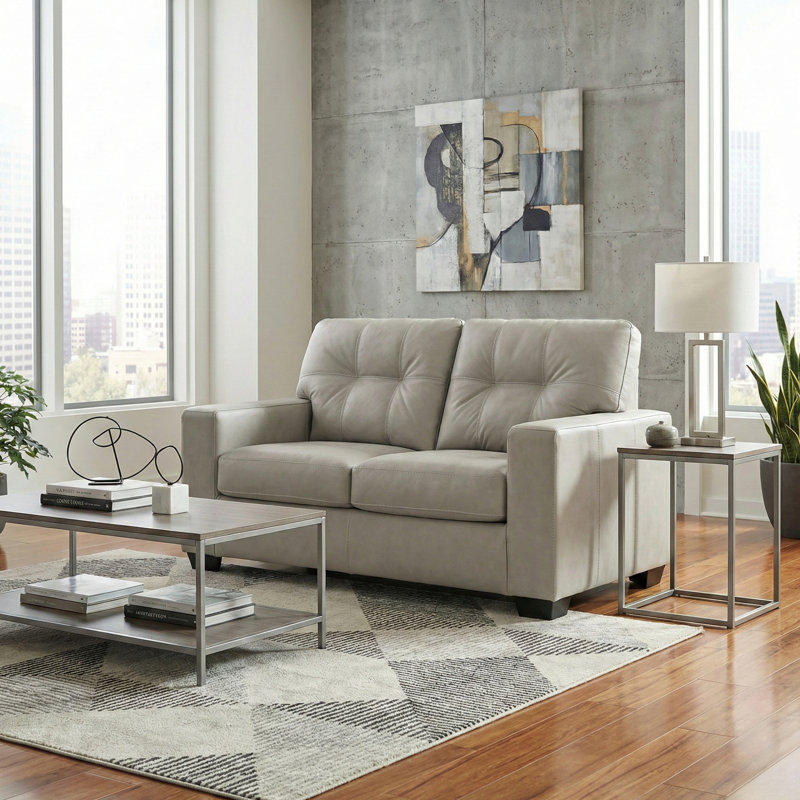 Causeuse en cuir Roundhill Furniture Holmes, Blanc