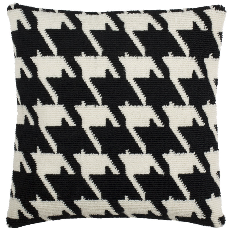  Coussin extérieur Houndstooth, Noir / Blanc