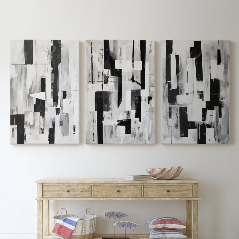 Abstrait, série 14 - Ensemble de toiles tendues avec châssis Premium - Prêt à être accroché, H 27 po x l 18 po x P 1,71 po