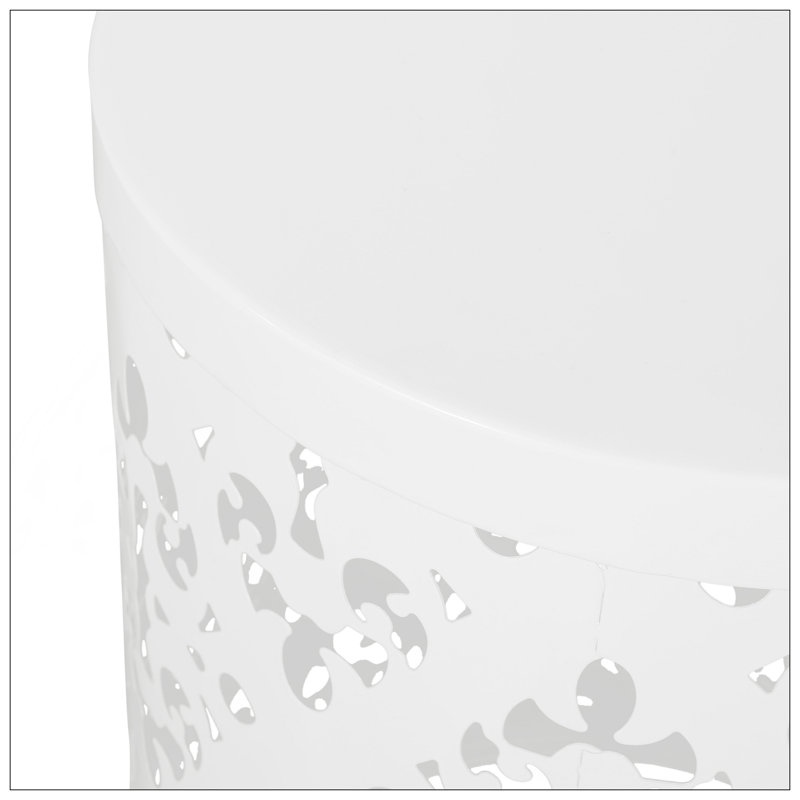 Outdoor Metal End Table -Large, White