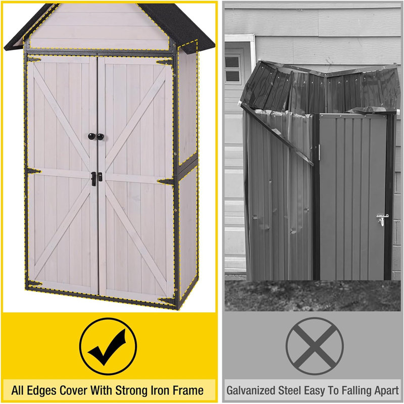 3 ft. W x 1 ft. D Solid Wood Storage Shed, White