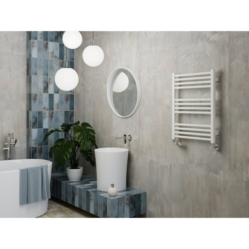Fiona Heated Towel Rail, White, 66cm H  x 50cm W x 7.2cm D
