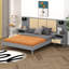 Structure de lit grand en bois massif avec 2 tables de chevet-198891242