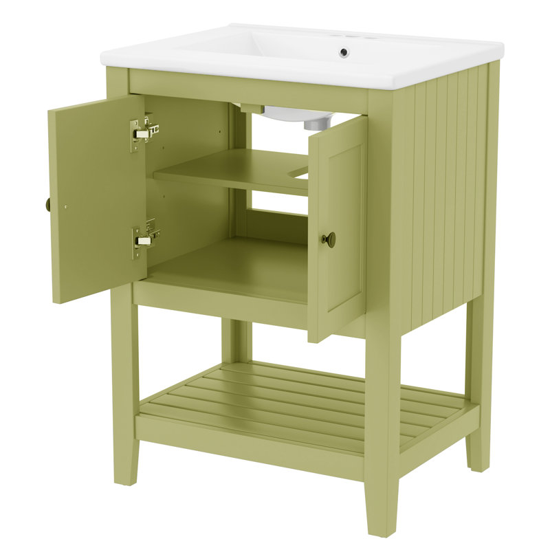 Meuble-lavabo simple 24 po, Vert
