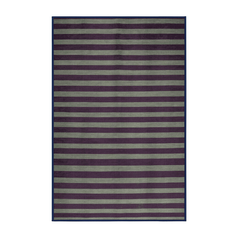 Machine Washable Horizontal Stripes Purple Area Rug, Rectangle 2' x 3'
