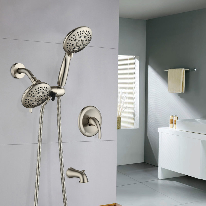 Robinet de baignoire et de douche avec valve brute, Nickel brossé