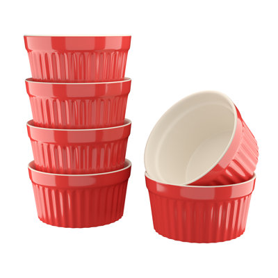 kook Round Stainless Steel 6 Piece Ramekin Custard Cup Bakeware Set