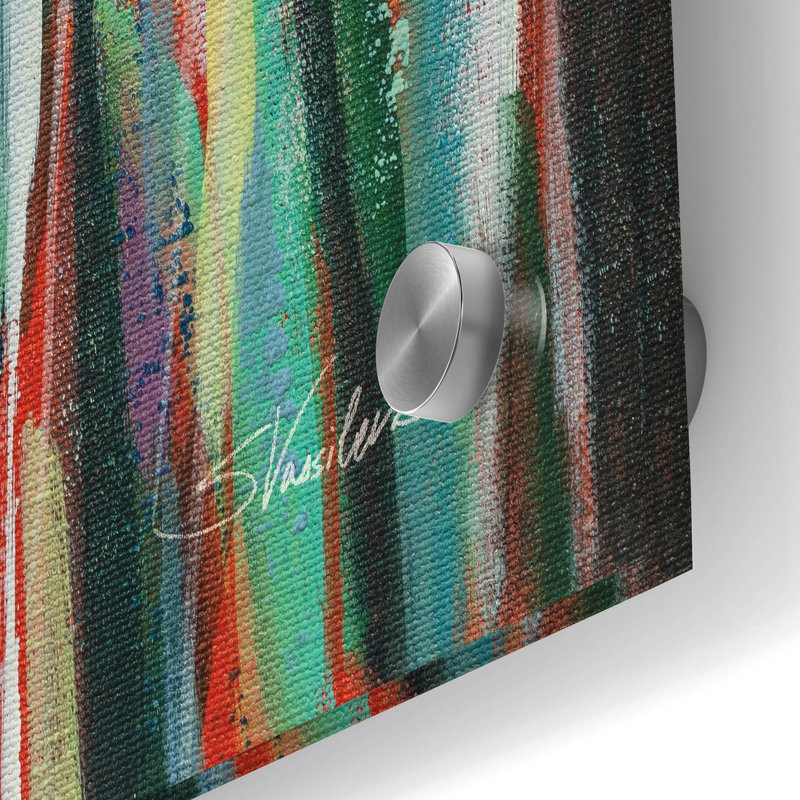 «Sprinkled White Flowers 2» par Silvia Vassileva, art mural en verre acrylique, H 36 po x l 24 po x P 0,2 po