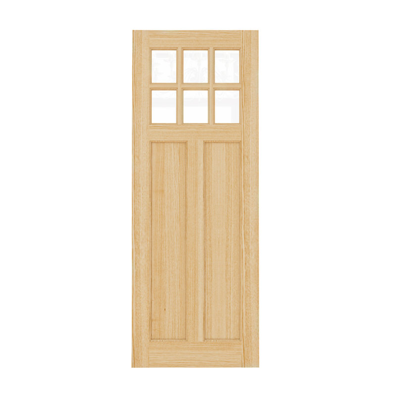  Porte avant en bois de pin de 80 pouces avec dalle de verre à double vitrage transparent 6 Lite seulement, L 30 po x H 80 po