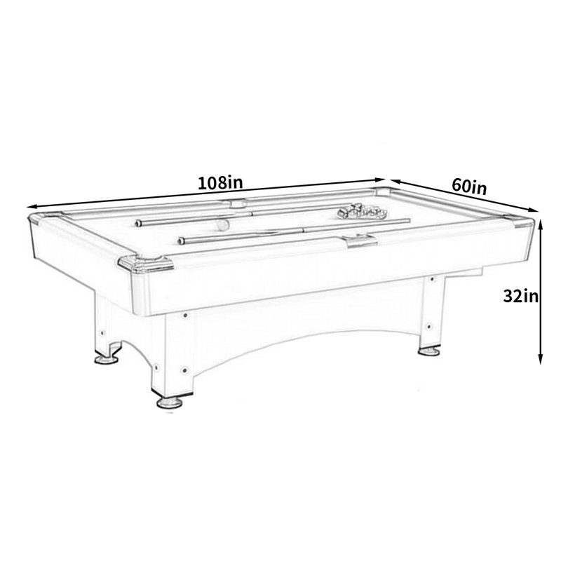 IQOWEL Multi Game Pool Table, 32" H x 108" L x 60" W, Green, Black