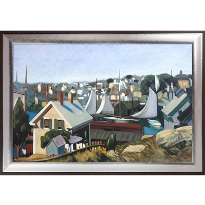 "gloucester harbor" , 1912" par edward trémie, peinture à l’huile sur toile encadrée