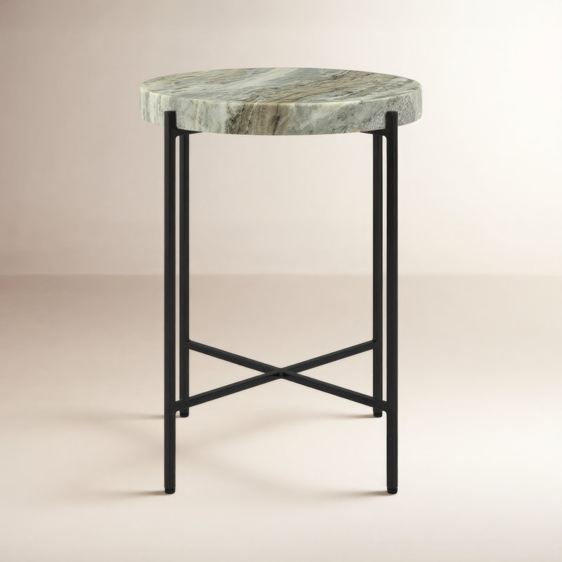 Cirque Marble End Table, Light Brown
