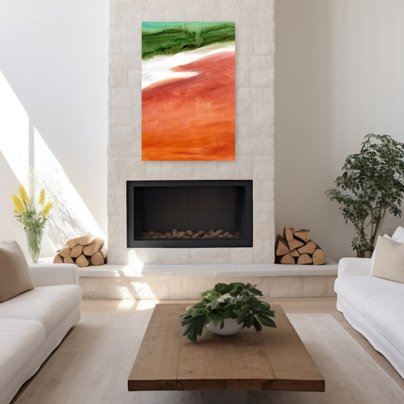 Art contemporain contemporain, paysage de plage abstrait, H 48 po x l 32 po