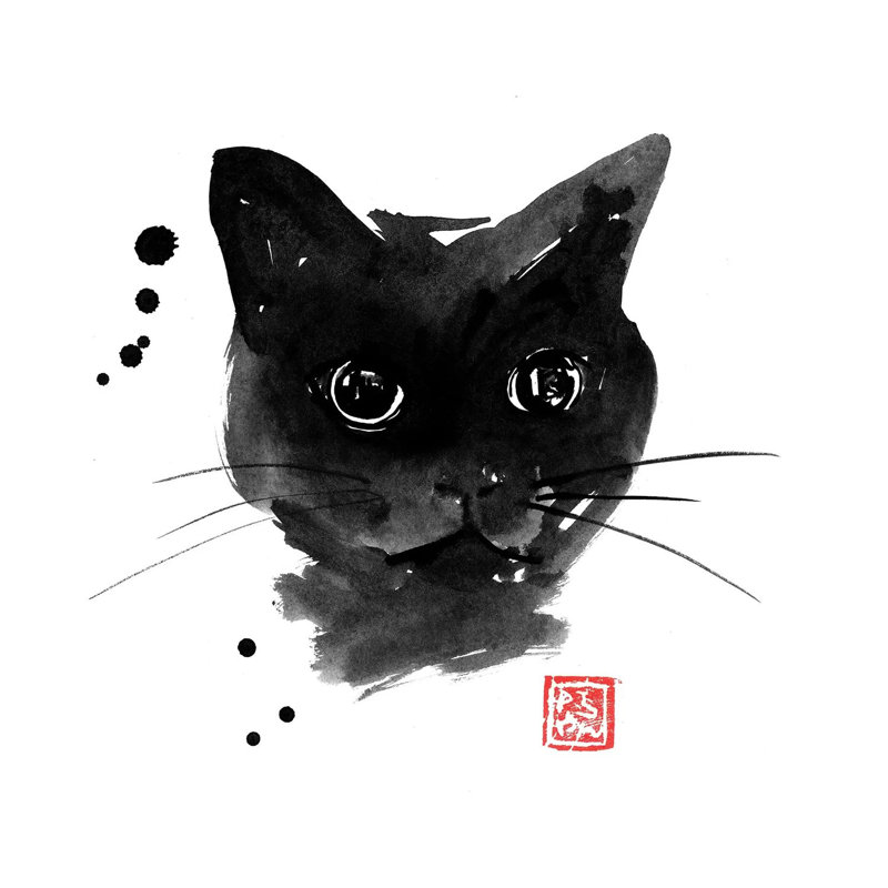 Chat Noir by Péchane - Print on Canvas, Wrapped Canvas, 30.48 cm H x 30.48 cm W