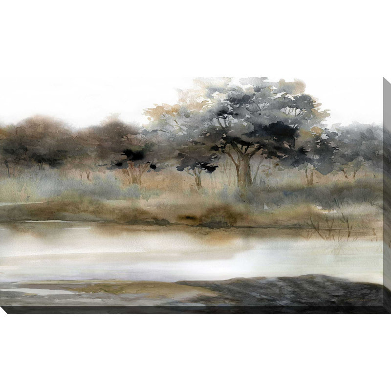 «Silent Waters II» par Carol Robinson, peinture, L 40 po x H 24 po, Toile tendue