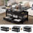Lift Top Coffee Table with Hidden Storage & Drawers, 3-in-1 Convertible Multi-Functional Center Table for Living Room, Small Space, Home Office & Dining-1285021542