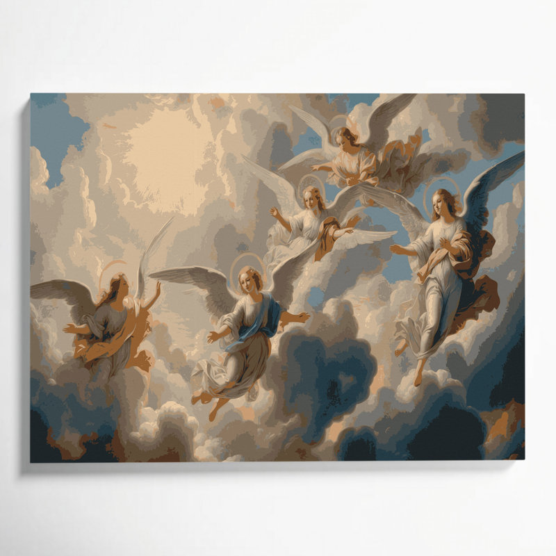 «Christmas Angels», art mural sur toile brune, H 16 po x l 20 po