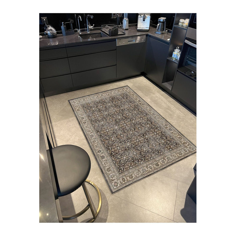 Tapis tissé brun moderne, Tapis de couloir 3 pi 3 po x 9 pi 10 po