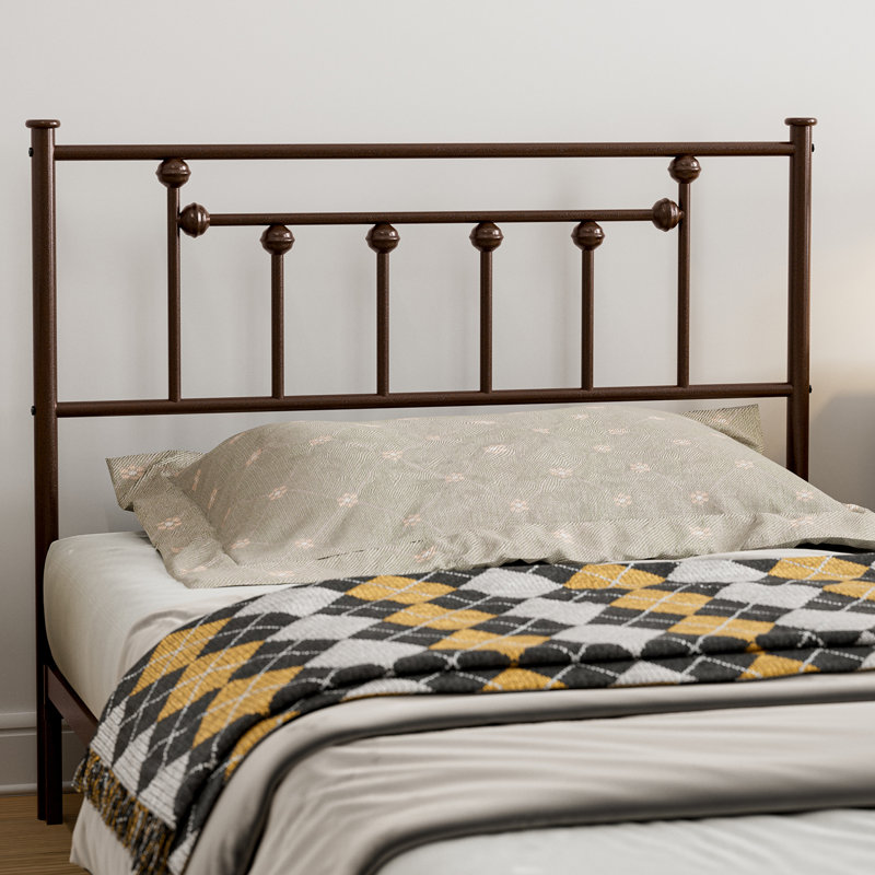 Metal Twin Size Headboard, Adjustable Height, Twin/Twin XL Headboard Only for Bedroom, Rustic Farmhouse Style, Attach Frame, Easy Assembly, Brown