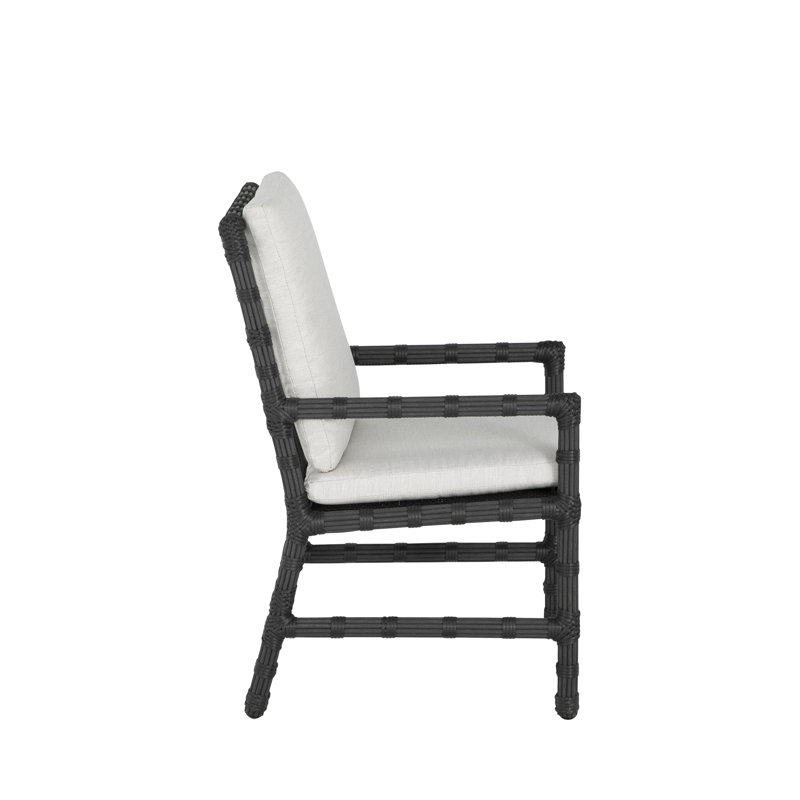 Newport Patio Dining Armchair with Cushions, Welt, Indigo Velvet, Onyx