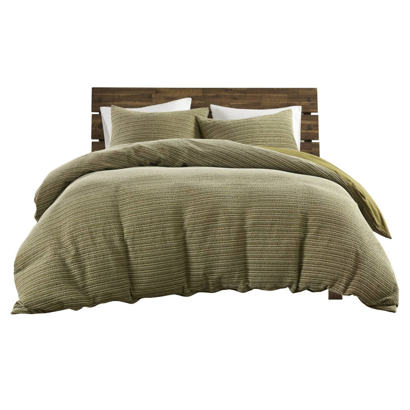 Housse de couette 100% coton 3 pièces pleine / grande délavée gaufrée, douce et vivante, 4 attaches de coin lustrées, pré-fraîcheur, qualité